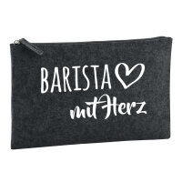 Kulturbeutel Barista mit Herz 1 Liter Filz Charcoal Kosmetiktasche
