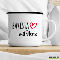 Emaille Tasse Barista mit Herz 300ml Vintage Emaille Becher