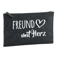 Kulturbeutel Freund mit Herz 1 Liter Filz Charcoal...