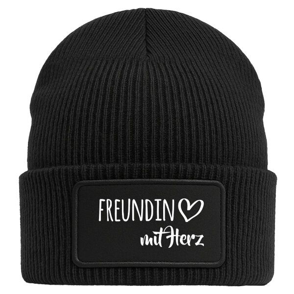 Beanie Freundin mit Herz Black Mütze
