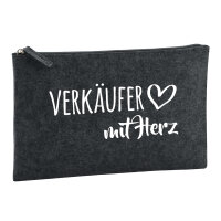 Kulturbeutel Verkäufer mit Herz 1 Liter Filz Charcoal Kosmetiktasche