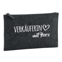 Kulturbeutel Verkäuferin mit Herz 1 Liter Filz Charcoal Kosmetiktasche