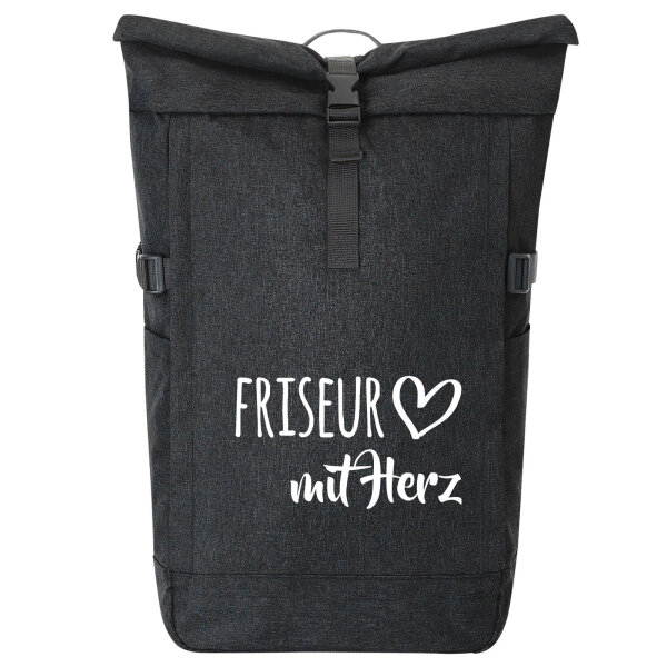 Kurierrucksack Friseur mit Herz 30-44 Liter Black Melange