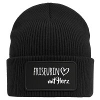 Beanie Friseurin mit Herz Black Mütze