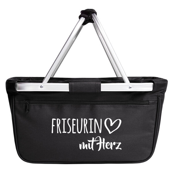 Einkaufskorb faltbar Friseurin mit Herz 20 Liter Tragekorb Black