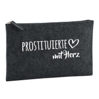 Kulturbeutel Prostituierte mit Herz 1 Liter Filz Charcoal Kosmetiktasche