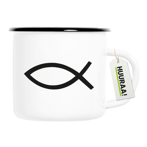 Emaille Tasse Fische Symbol 300ml Vintage Emaille Becher