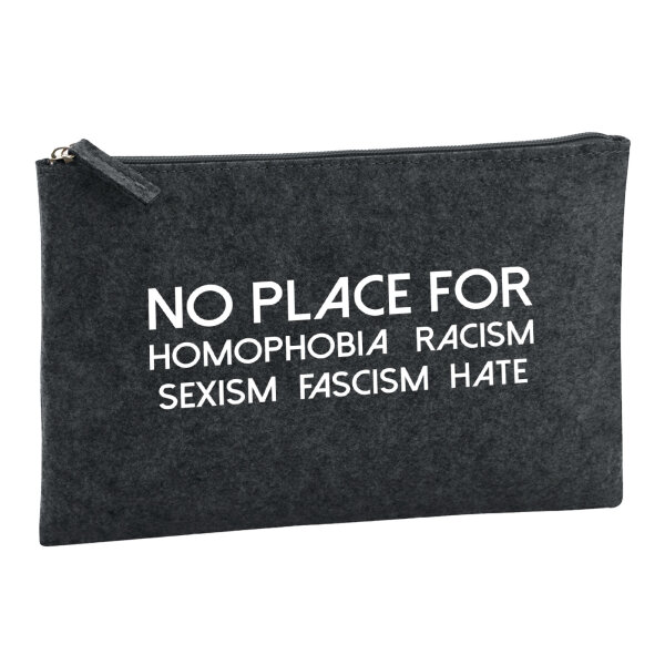 Kulturbeutel No Homophobia Racism Hate 1 Liter Filz Charcoal Kosmetiktasche