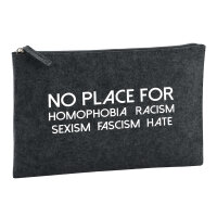 Kulturbeutel No Homophobia Racism Hate 1 Liter Filz Charcoal Kosmetiktasche