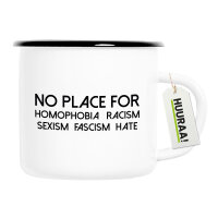 Emaille Tasse No Homophobia Racism Hate 300ml Vintage...