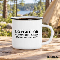 Emaille Tasse No Homophobia Racism Hate in...