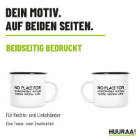Emaille Tasse No Homophobia Racism Hate in Weiß, 300 ml