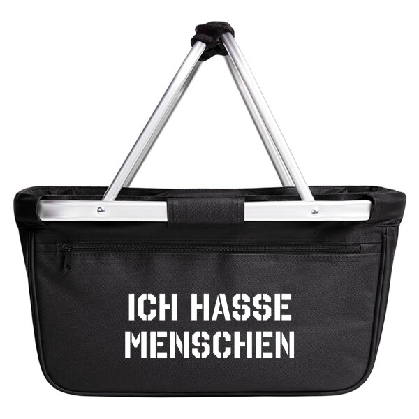 Einkaufskorb faltbar Ich hasse Menschen 20 Liter Tragekorb Black