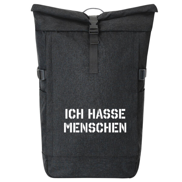 Kurierrucksack Ich hasse Menschen 30-44 Liter Black Melange