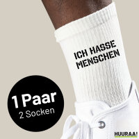 Socken Ich hasse Menschen Größe 37/46 White Motiv Tennissocken