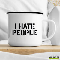 Emaille Tasse I hate people 300ml Vintage Emaille Becher