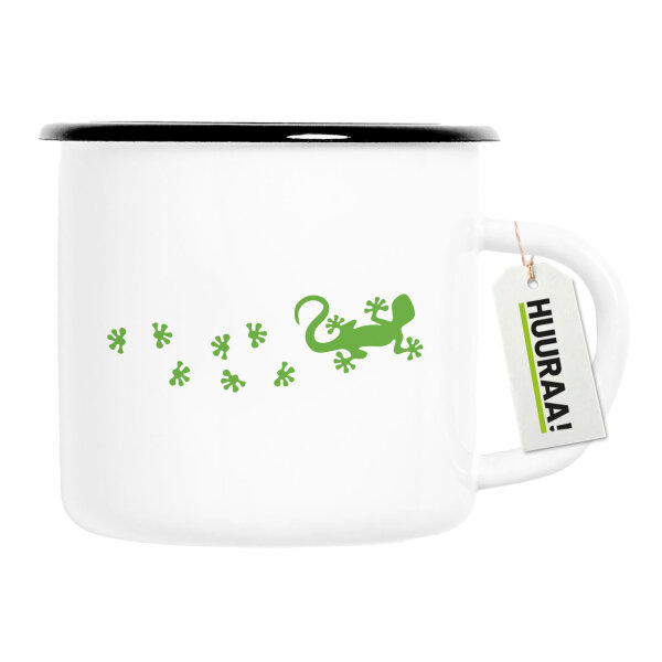 Emaille Tasse Gecko Tapsen 300ml Vintage Emaille Becher