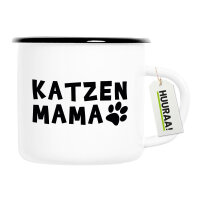 Emaille Tasse Katzenmama Tapse 300ml Vintage Emaille Becher