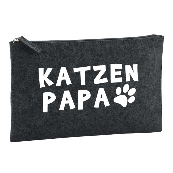 Kulturbeutel Katzenpapa Tapse 1 Liter Filz Charcoal Kosmetiktasche