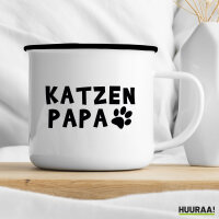 Emaille Tasse Katzenpapa Tapse 300ml Vintage Emaille Becher