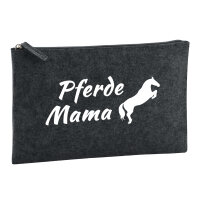 Kulturbeutel Pferdemama Silhouette 1 Liter Filz Charcoal Kosmetiktasche