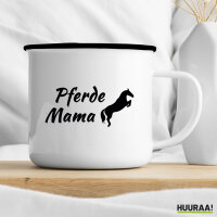Emaille Tasse Pferdemama Silhouette 300ml Vintage Emaille Becher