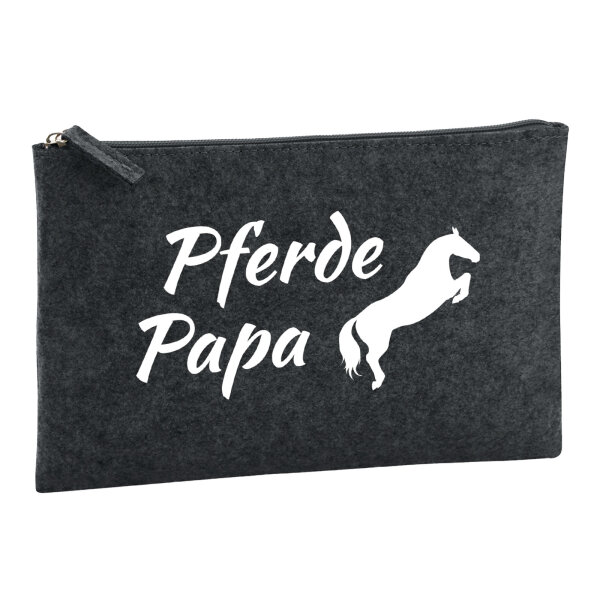 Kulturbeutel Pferdepapa Silhouette 1 Liter Filz Charcoal Kosmetiktasche
