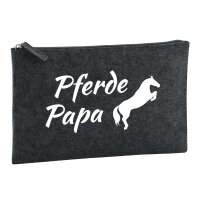 Kulturbeutel Pferdepapa Silhouette 1 Liter Filz Charcoal Kosmetiktasche