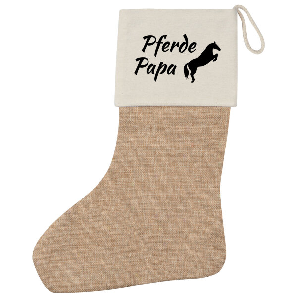 Weihnachtsstrumpf Pferdepapa Silhouette Beige