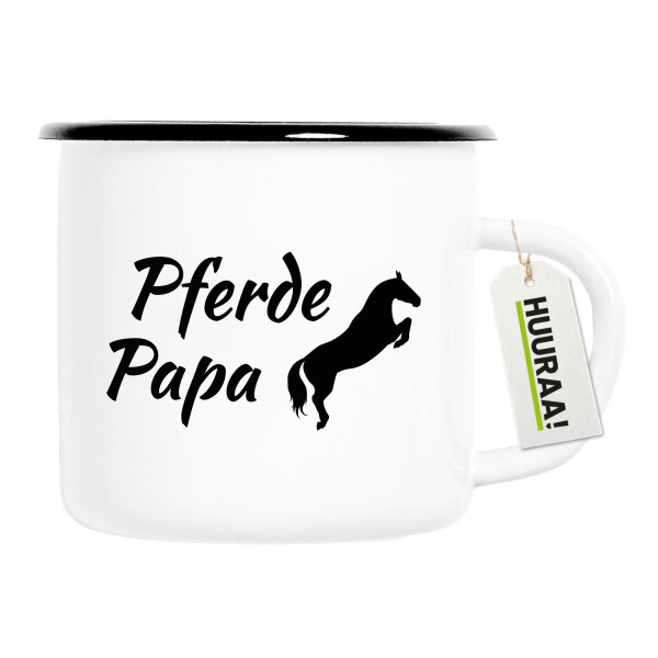 Emaille Tasse Pferdepapa Silhouette 300ml Vintage Emaille Becher