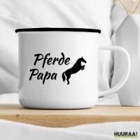 Emaille Tasse Pferdepapa Silhouette 300ml Vintage Emaille Becher