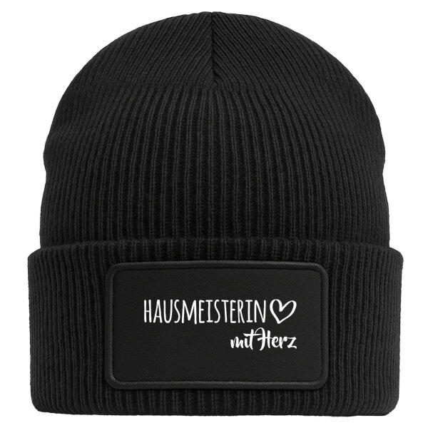 Beanie Hausmeisterin mit Herz Black Mütze