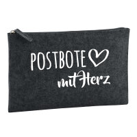 Kulturbeutel Postbote mit Herz 1 Liter Filz Charcoal Kosmetiktasche