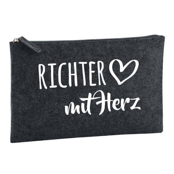 Kulturbeutel Richter mit Herz 1 Liter Filz Charcoal Kosmetiktasche