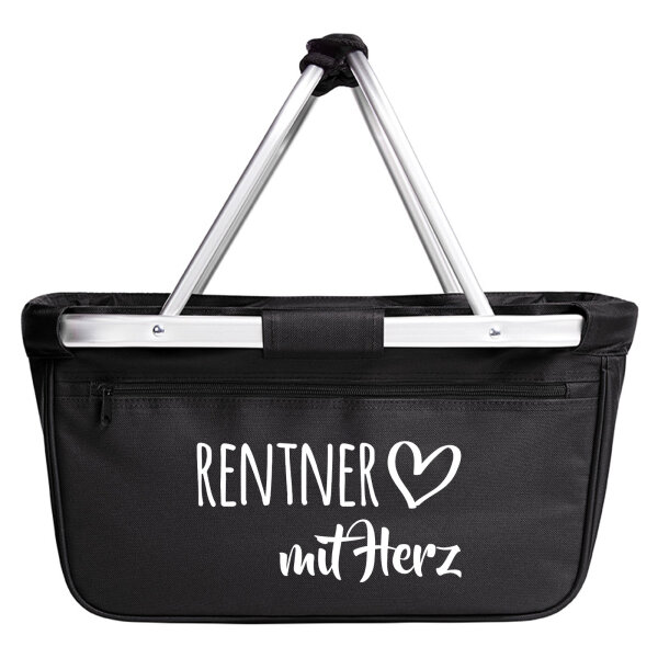 Einkaufskorb faltbar Rentner mit Herz 20 Liter Tragekorb Black