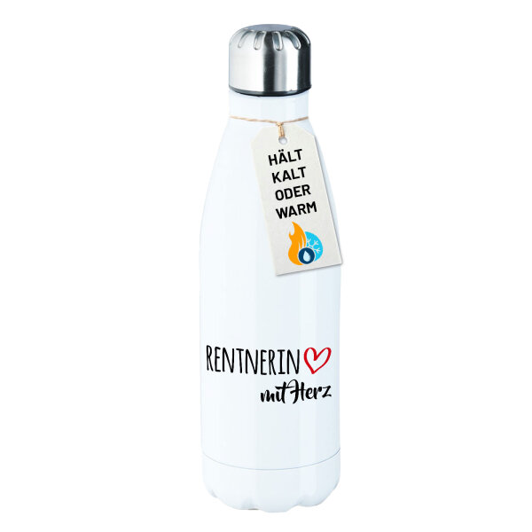 Edelstahl-Trinkflasche Rentnerin mit Herz 500ml Wasserflasche