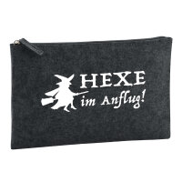 Kulturbeutel Hexe im Anflug 1 Liter Filz Charcoal...