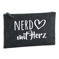 Kulturbeutel Nerd mit Herz 1 Liter Filz Charcoal...