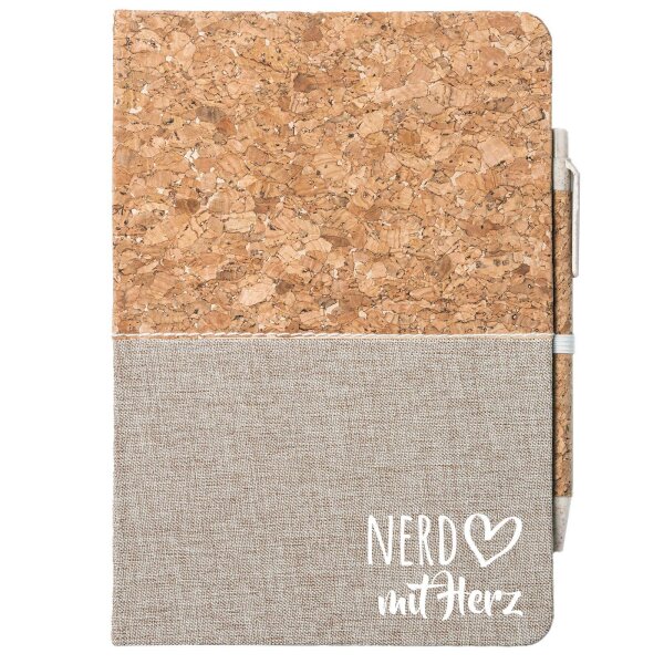 Notizbuch A5 Nerd mit Herz 80 Blatt inkl. Kugelschreiber