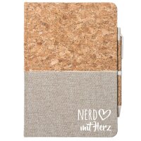 Notizbuch A5 Nerd mit Herz 80 Blatt inkl. Kugelschreiber