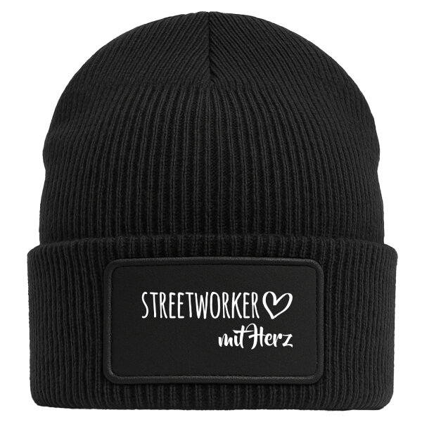 Beanie Streetworker mit Herz Black Mütze
