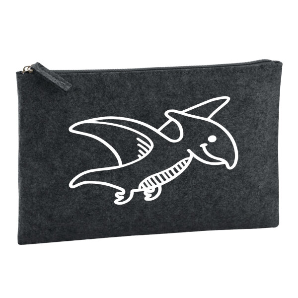 Kulturbeutel Pteranodon Dinosaurier 1 Liter Filz Charcoal Kosmetiktasche
