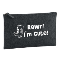 Kulturbeutel T-Rex I`m cute 1 Liter Filz Charcoal...