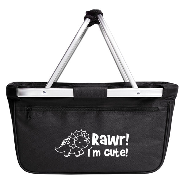 Einkaufskorb faltbar Triceratops I`m cute 20 Liter Tragekorb Black