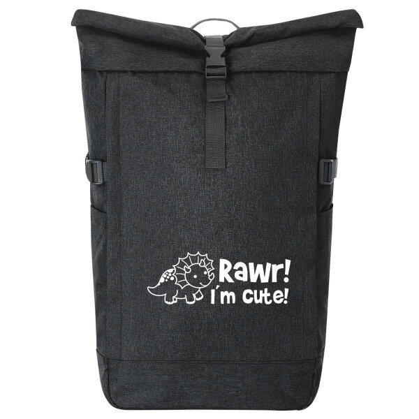 Kurierrucksack Triceratops I`m cute 30-44 Liter Black Melange