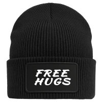 Beanie Free Hugs Schriftzug Black Mütze