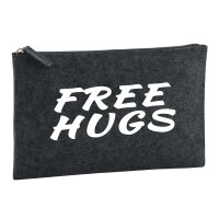 Kulturbeutel Free Hugs Schriftzug 1 Liter Filz Charcoal...
