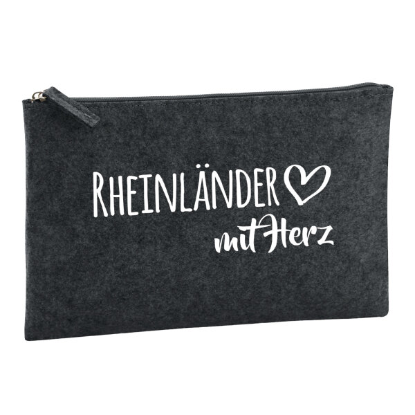 Kulturbeutel Rheinländer mit Herz 1 Liter Filz Charcoal Kosmetiktasche