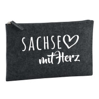 Kulturbeutel Sachse mit Herz 1 Liter Filz Charcoal...