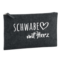 Kulturbeutel Schwabe mit Herz 1 Liter Filz Charcoal...